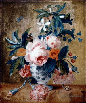  margaret tableau - Un vase de Delft avec des fleurs Francina Margaretha van Huysum nature morte